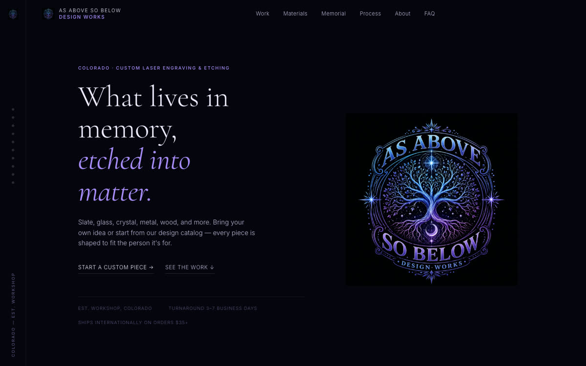 Screenshot of As Above So Below Design Works